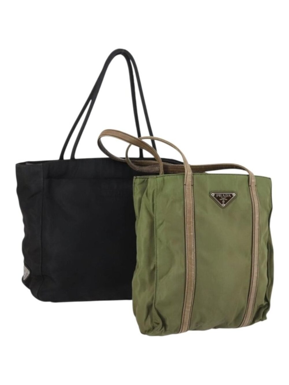 PRADA Tote Bag Nylon 2 Set Khaki Black